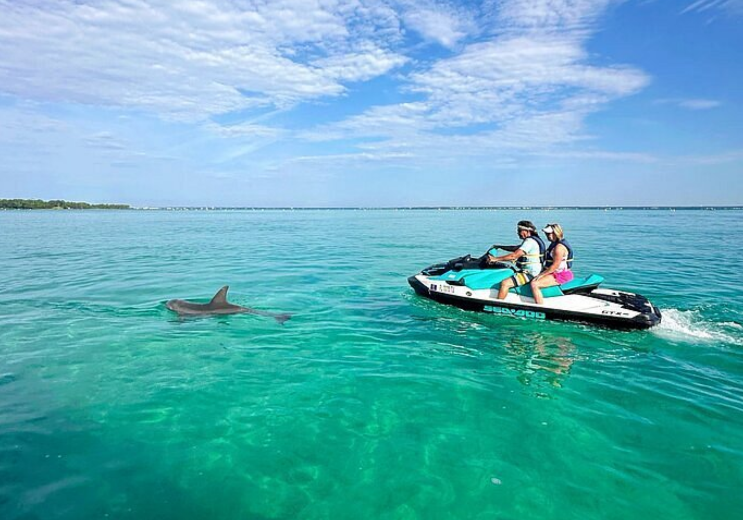 Jet ski rentals in Destin Florida with Wet N Wild on clear water near Crab Island