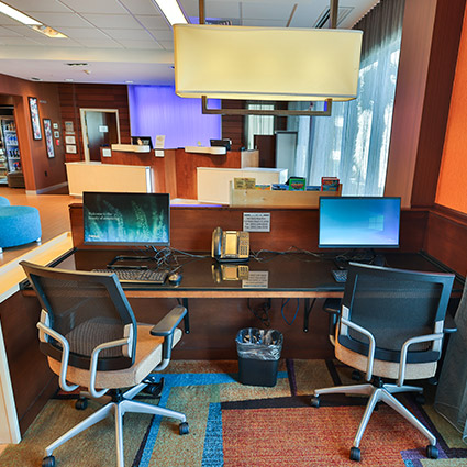 Wavecrest Lodge Business center with two computers