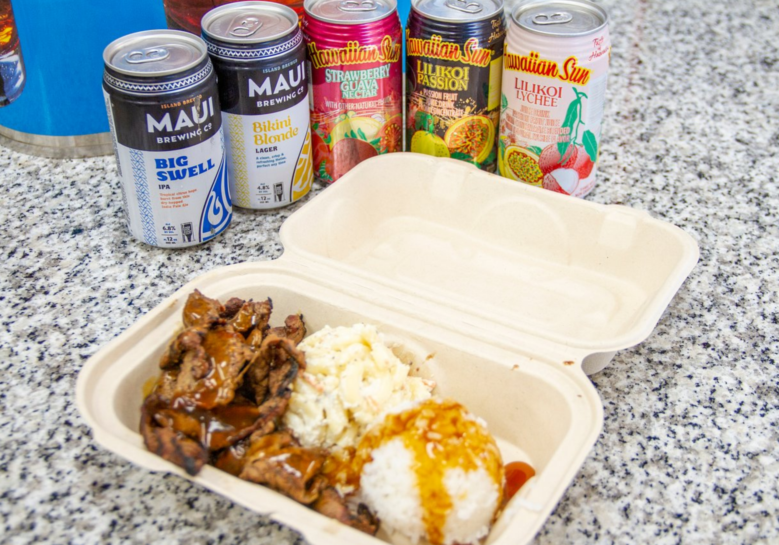 Plate lunch from Maui Bus Stop in Fort Walton Beach with Hawaiian-style food