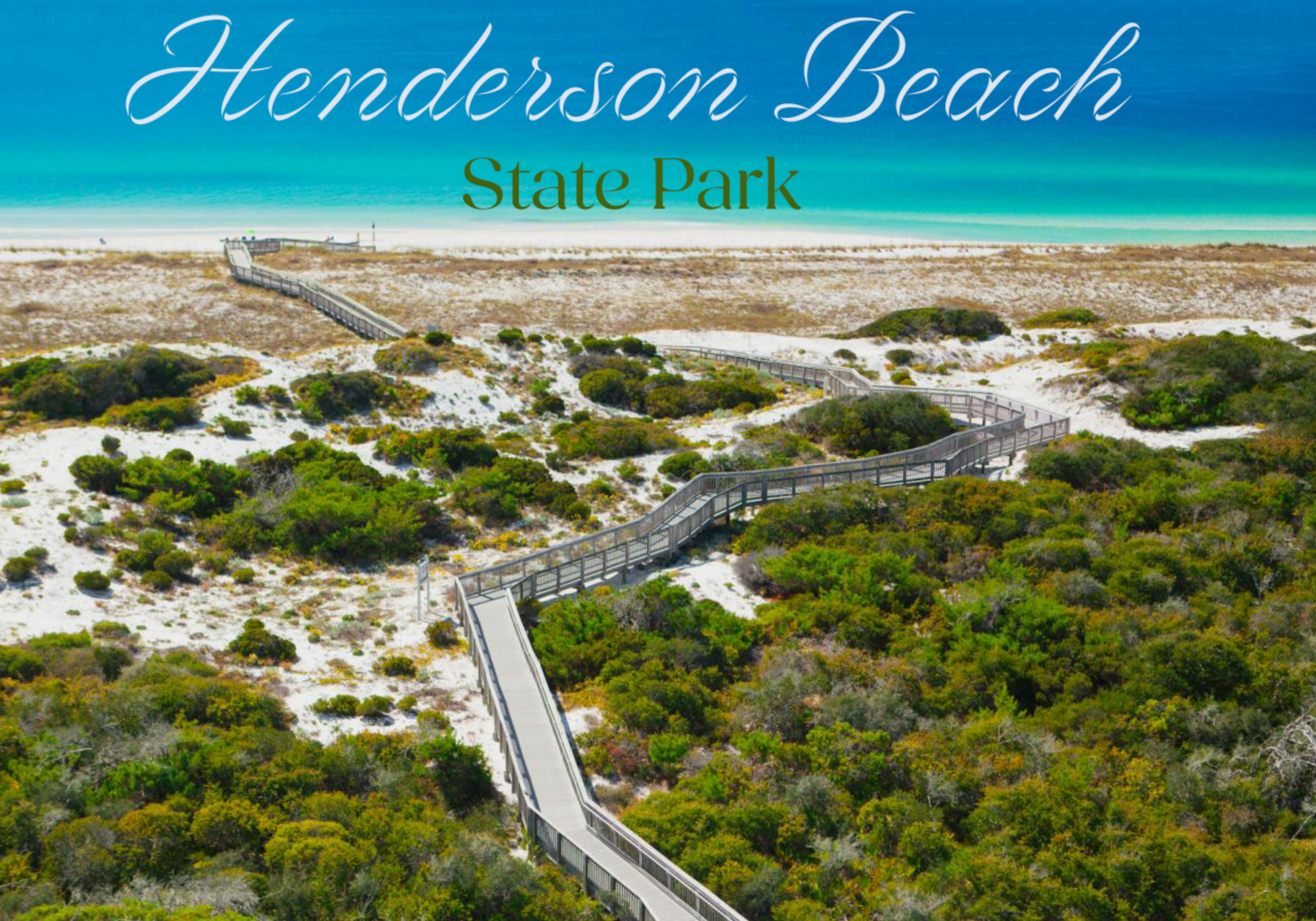 Henderson Beach State Park in Destin with white sand dunes and clear Gulf water