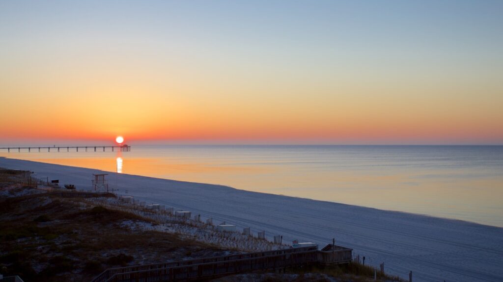 Sunset over the Gulf of America viewed from Okaloosa Island beach near Destin, Florida