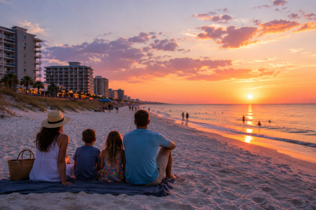 Relaxing family beach vacation atmosphere on Okaloosa Island