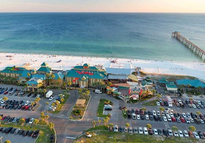 Okaloosa Island Pier and boardwalk area with beach views along the Emerald Coast near Fort Walton Beach