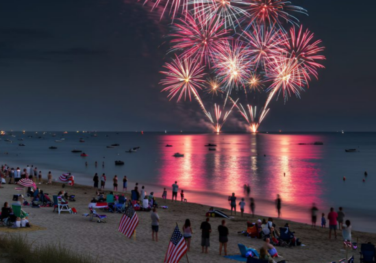 Fireworks over the water during a local event in Destin Harbor