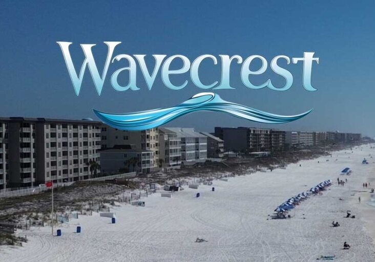 Wavecrest shoreline with logo